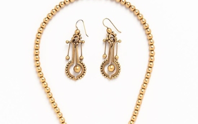 Victorian Gilt-metal Necklace and Earrings