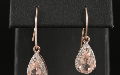 10K Rose Gold Morganite and Diamond Teardrop Earrings