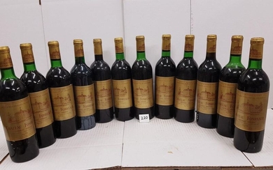12 bottles Château FONREAUD 1970 Listrac. Perfect labels, 5 low neck, 2 high shoulder and 1 half shoulder.