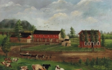 American School, 19th Century, Pennsylvania Farm Scene