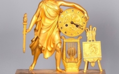 A Figurative Gilt Bronze Mantel Clock by Vishnevsky Bros., Moscow 1890's, marked.