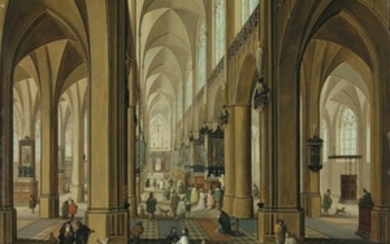 Pieter Neefs II (Antwerp 1620-after 1685) and Follower of Frans Francken II, The interior of the Cathedral of Our Lady, Antwerp