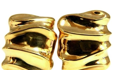 14 Karat Gold Wave Textured Clip Earrings and Omega