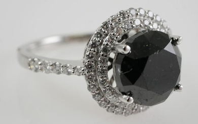 14K White Gold & BLACK DIAMOND Ring