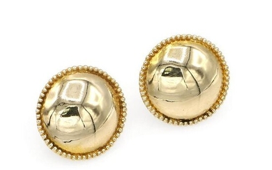 14K Yellow Gold Domed Button Earrings