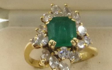 14K gold ring set with emerald