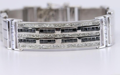 14Kt Diamond & Sapphire Bracelet Men's