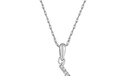 14k White Gold & Diamond Initial Necklace- T