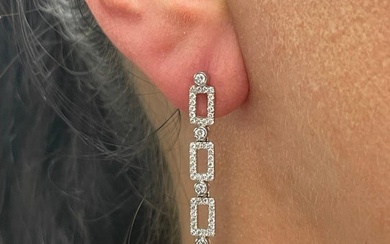 18 Karat White Gold Diamond Drop South Sea Pearl Earrings 1.14 Carats