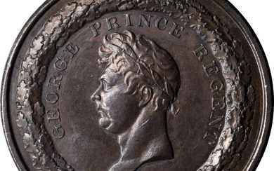 1815 Waterloo medal pattern. Copper, 36 mm. Unlisted in MY, BBM, or BHM. Dies by Thomas Wyon. Choice About Uncirculated.