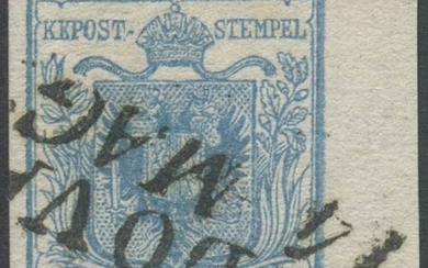 1850, 45c. N.10 Azzurro bordo di foglio a destra, usato....