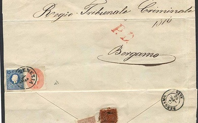 1862, Lombardo Veneto, raccomandata da Venezia per Bergamo del 12 luglio 1862