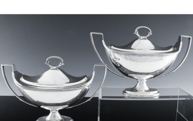 1896 GEORGIAN FORM CHESTER STERLING*** SILVER LARGE SAUCE TUREEN BOWLS