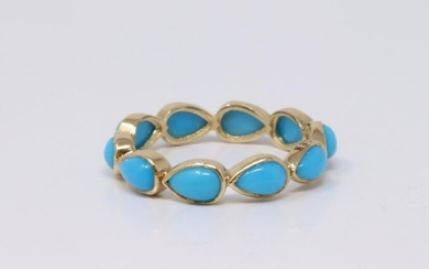 18Kt Yellow Gold Turquoise Eternity Ring.