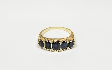 18ct gold five-stone sapphire and diamond dress ring set fiv...