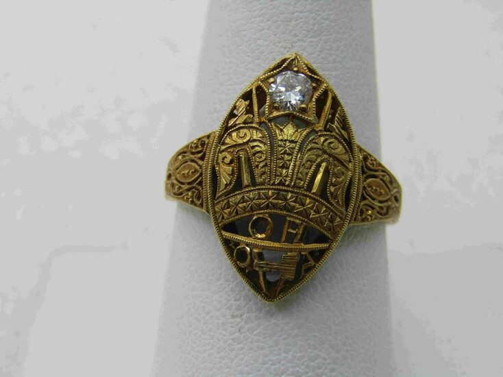 18kt Masonic Antique Order of Amaranth Ring. 5 CTW