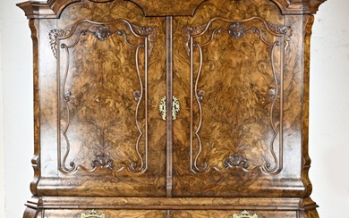 18th century burr walnut cabinet, 1760