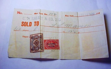 1922 RECEIPT WITH TAX STAMPS