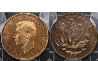 1950 Proof half penny, PCGS PR65RD. George VI. A delightful ...