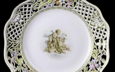 19TH C. MEISSEN RETICULATED PLATE