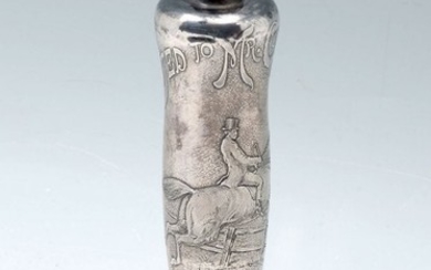 19TH C. WHITING STERLING SILVER HORSE AND RIDER FLASK