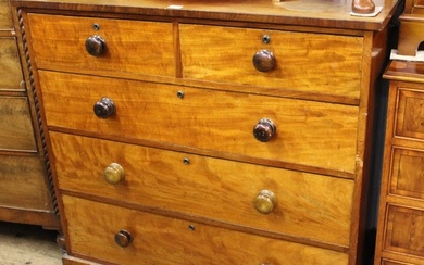 19th Century mahogany chest of two short over three long gra...
