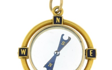 19th century gold enamel compass pendant / charm