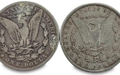 2 1886 Morgan silver dollar coins