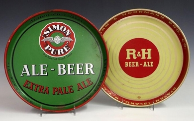 2 Tin Serving Trays With Brewery Advertising