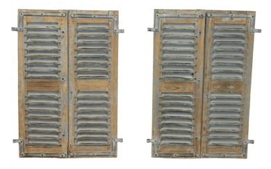 2 Pair of French wood and iron shutters.
