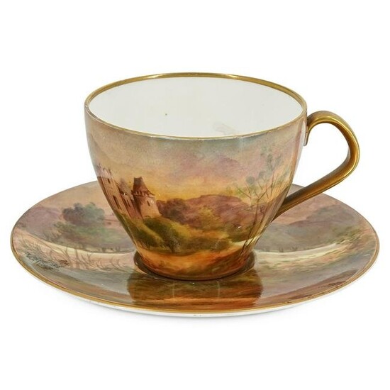 (2 Pc) Royal Worcester Saucer & Tea Cup Porcelain Set
