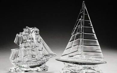 (2) Waterford crystal nautical sculptures, marked