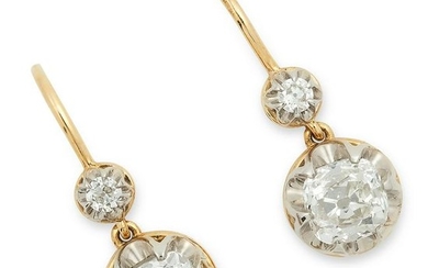 2.06 CARAT DIAMOND DROP EARRINGS each set with two old