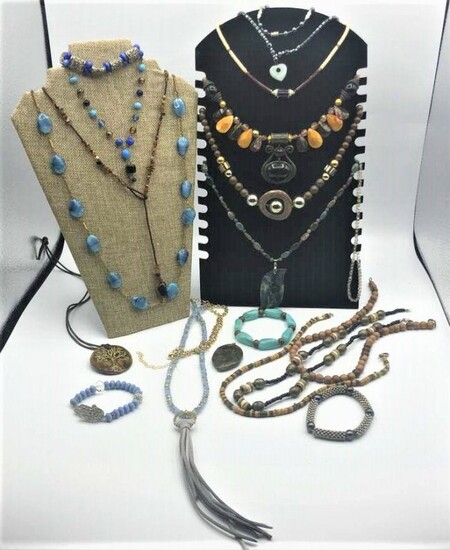 20 Assorted Costume Jewelry Stones Necklaces Bracelets