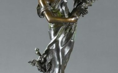 After Auguste Moreau, Reine des Pres, bronze.