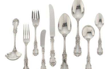 An American sterling silver part flatware service for twelve