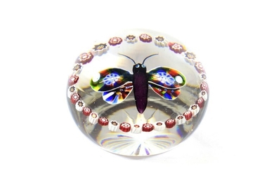 A Baccarat Butterfly Paperweight, circa 1850, set with a colourful...