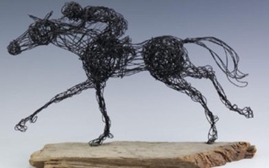 Al Barr 20th Cen American Race Horse Wire Art Sculpture