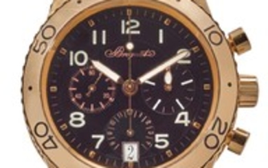 BREGUET | A PINK GOLD AUTOMATIC FLYBACK CHRONOGRAPH WRISTWATCH WITH REGISTERS AND DATE REF 3820 NO 41641 TYPE XX TRANSATLANTIQUE CIRCA 2005