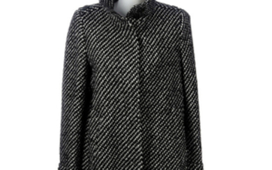 BURBERRY - a black and white three-quarter length wool-blend coat.