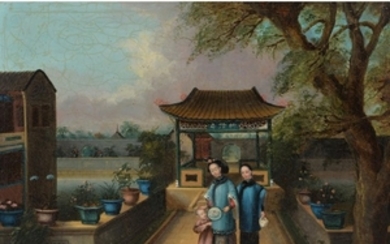 A pair of Chinese export paintings