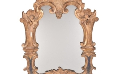A Continental carved, polychrome painted and giltwood framed dressing table mirror in Baroque taste