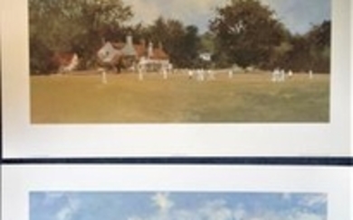 Cricket prints 18x26 titled Setting the Field and New Batsman by the artist Roy Perry two outstanding prints picturing a...