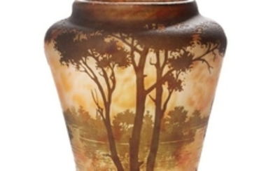 Daum, a cameo glass landscape vase c.1910,...