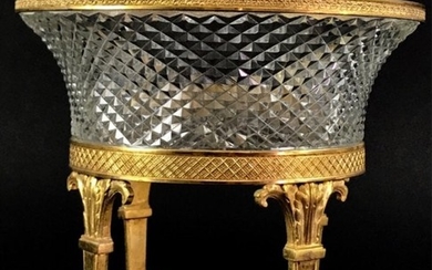DORE BRONZE AND BACCARAT CRYSTAL FOOTED BOWL