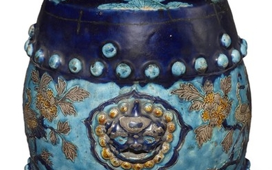 A FAHUA BARREL-FORM GARDEN SEAT, MING DYNASTY (1368-1644)