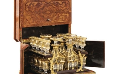 A French gilt-metal mounted walnut liquor casket, circa 1850