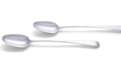A PAIR GEORGE III SILVER BASTING SPOONS