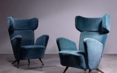 Gio Ponti & Giulo MINOLETTI (1891 - 1979 & 1910 - 1981) Paire de fauteuils dits «Settebello» - Circa 1950