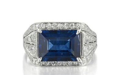 J.E. Caldwell Art Deco Sapphire and Diamond Ring